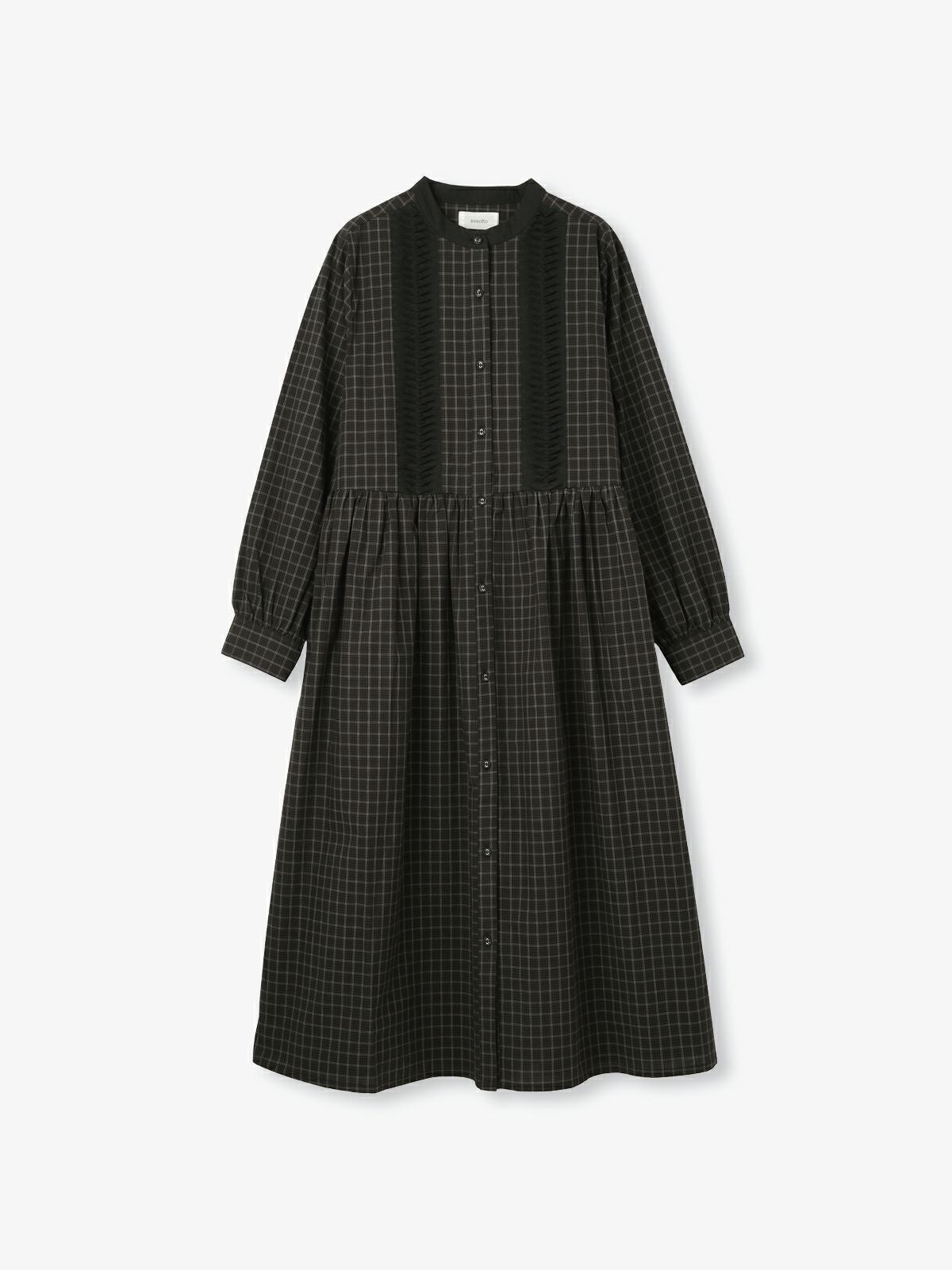 ラスト1点】ダークチェックウェーブピンタックワンピース sosotto
