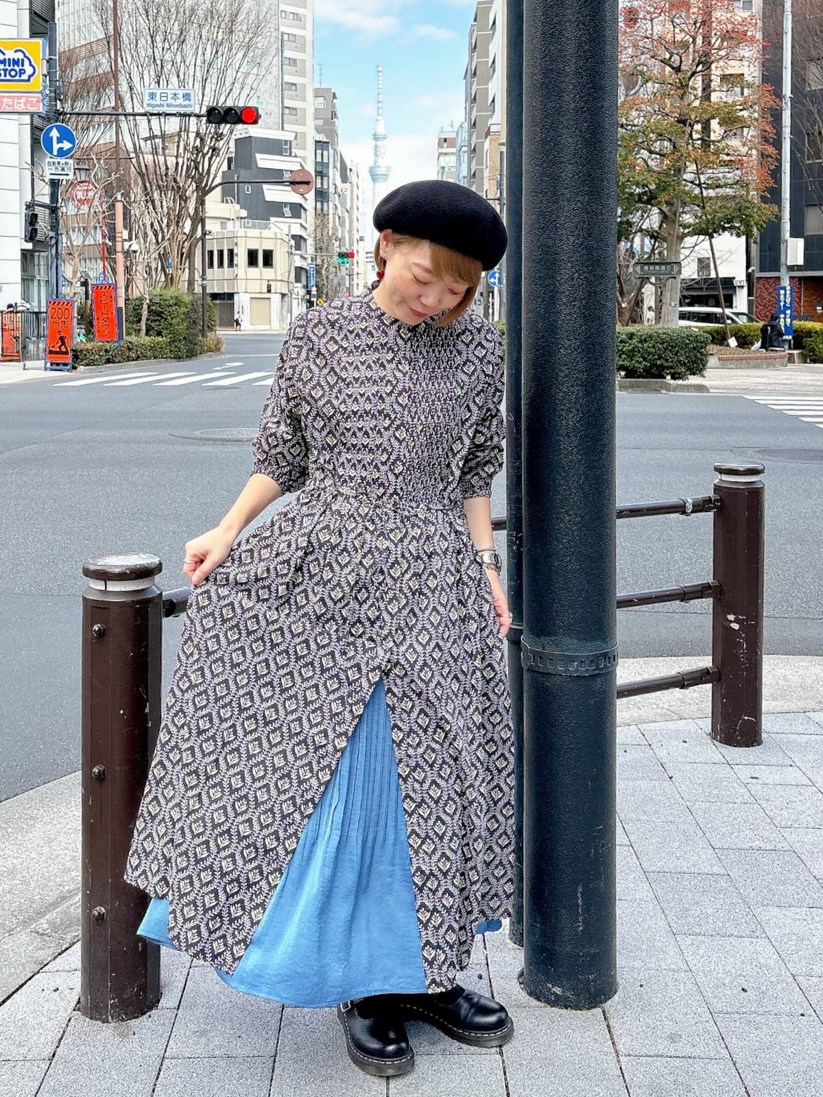 【新品】sosotto ツタ柄細ピンタックウエストドロストワンピース S～M ツタ柄細ピンタックウエストドロストワンピース sosotto ソソット