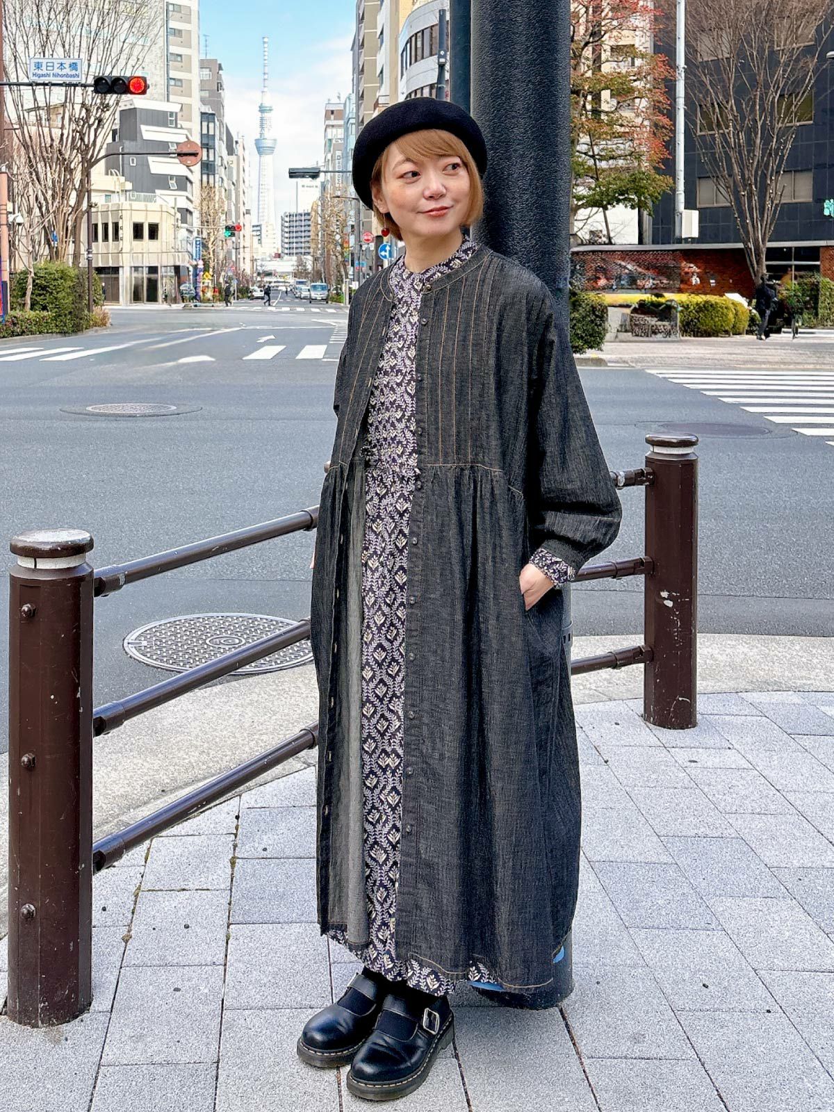 【新品】sosotto ツタ柄細ピンタックウエストドロストワンピース S～M BLEU COMME BLEU｜ソソット ツタ柄細ピンタックウエストドロスト