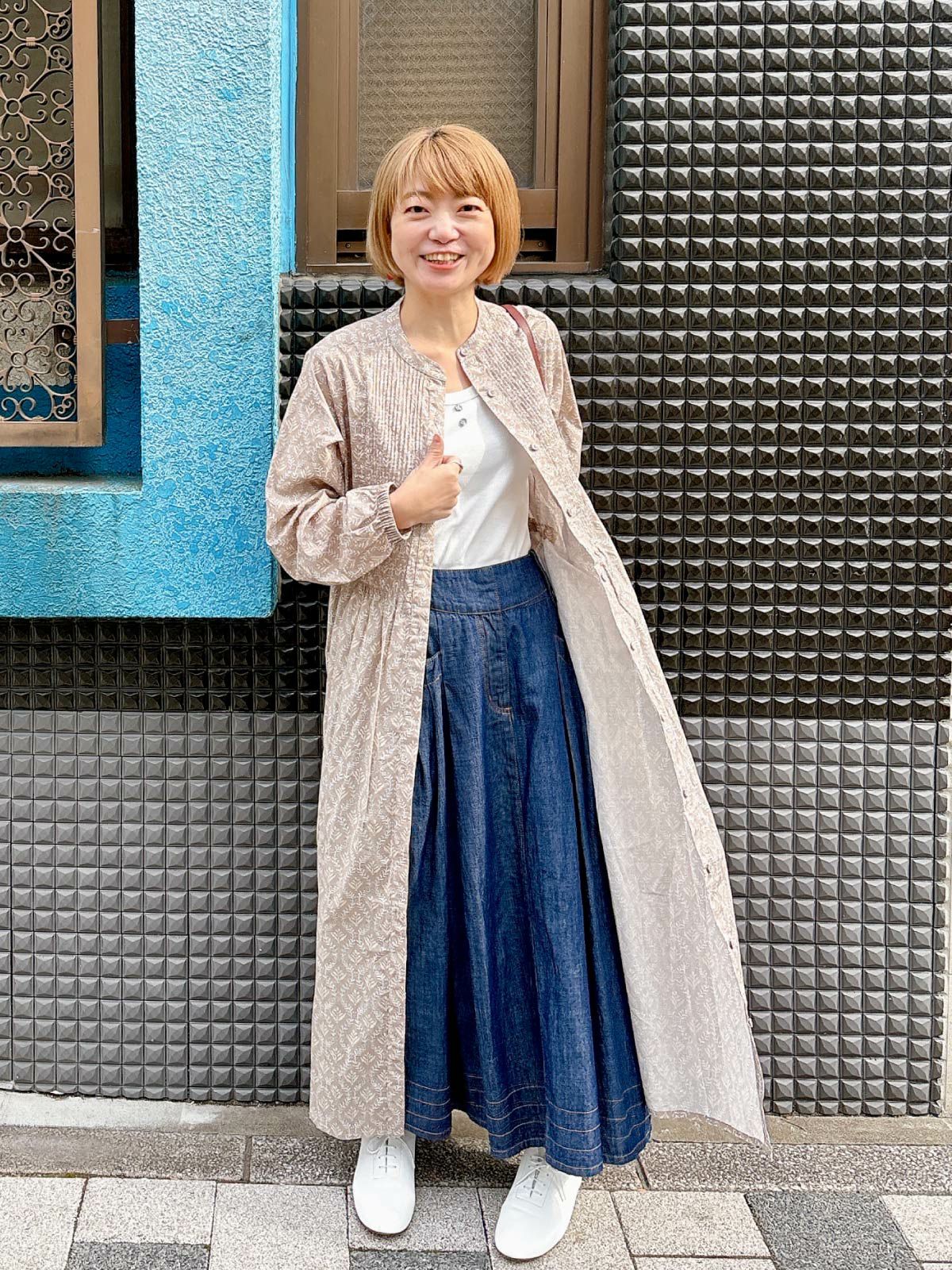 ツタ柄細ピンタックウエストドロストワンピース sosotto ソソット