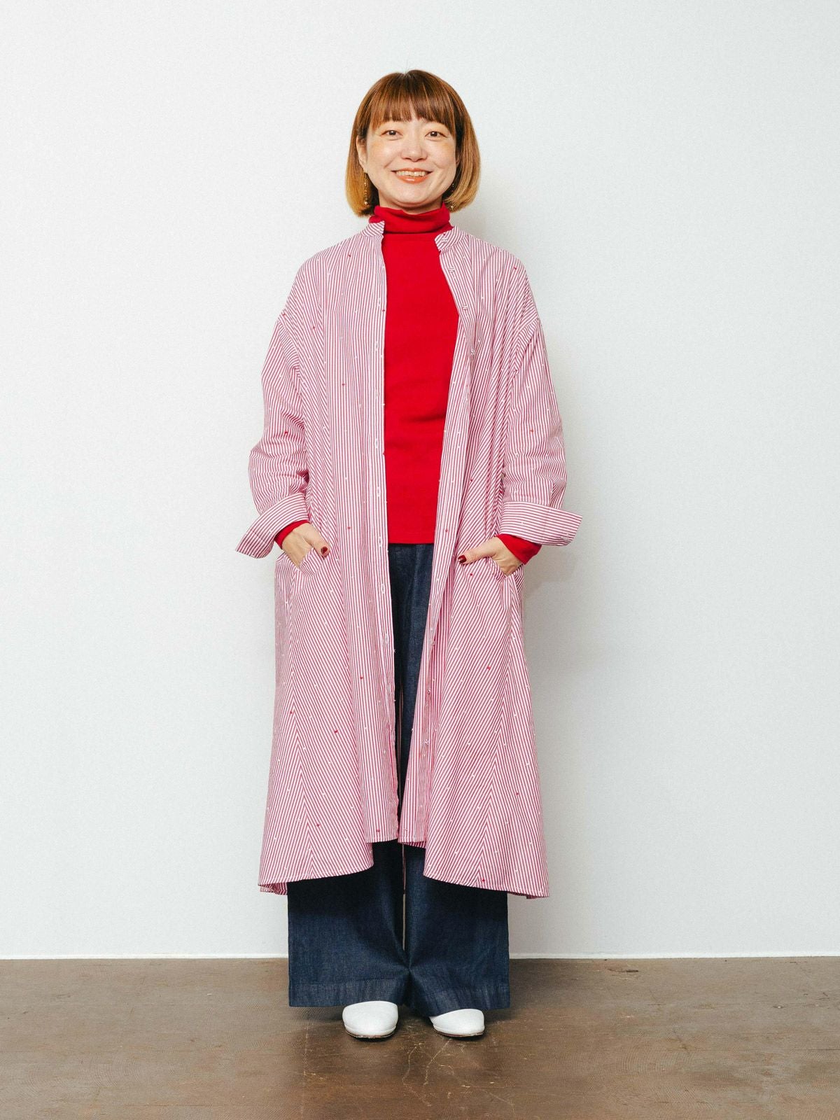 1枚で様になる刺繍が魅力の】ドットハート刺繍フレアワンピース PONT