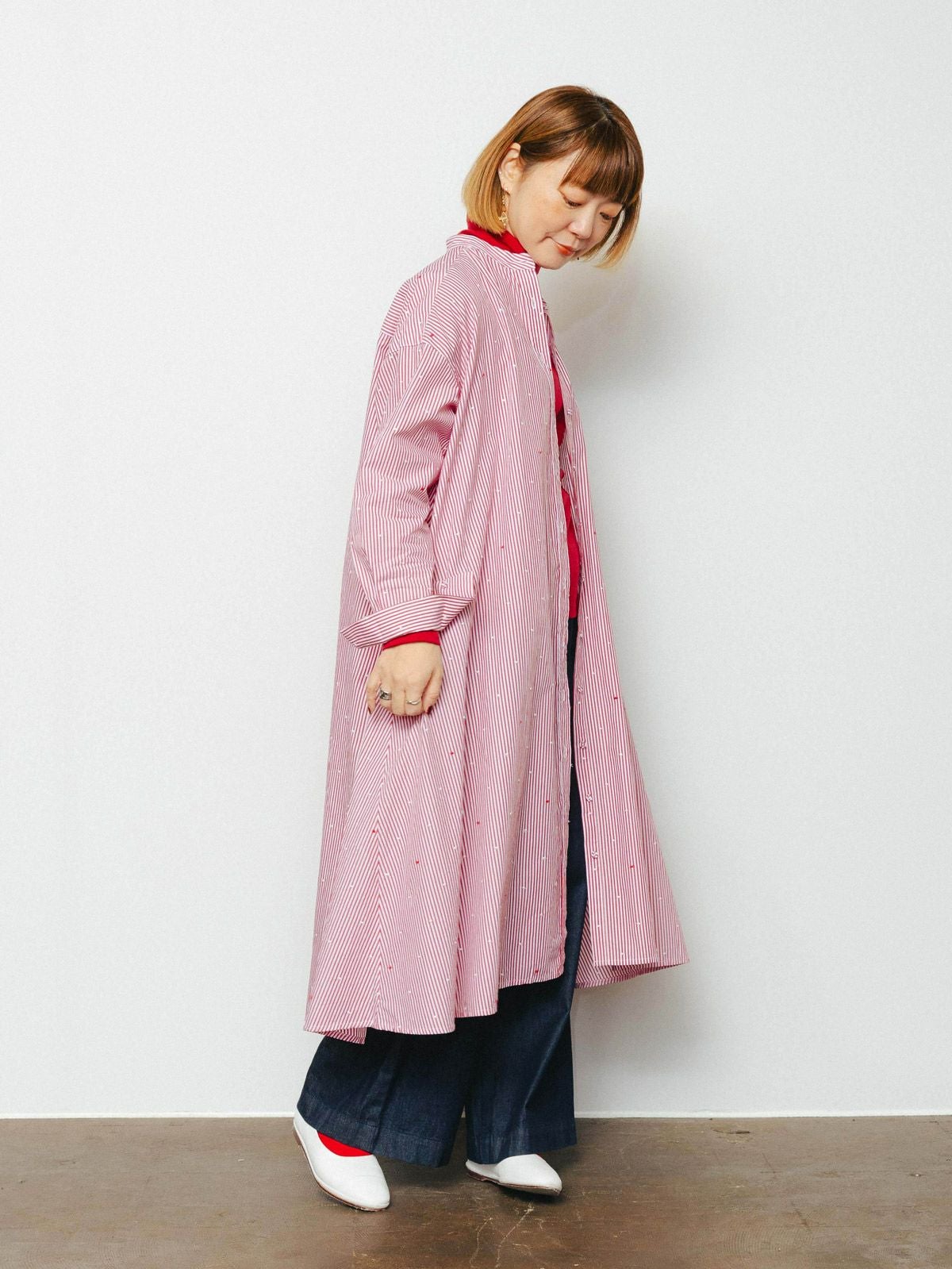 1枚で様になる刺繍が魅力の】ドットハート刺繍フレアワンピース PONT