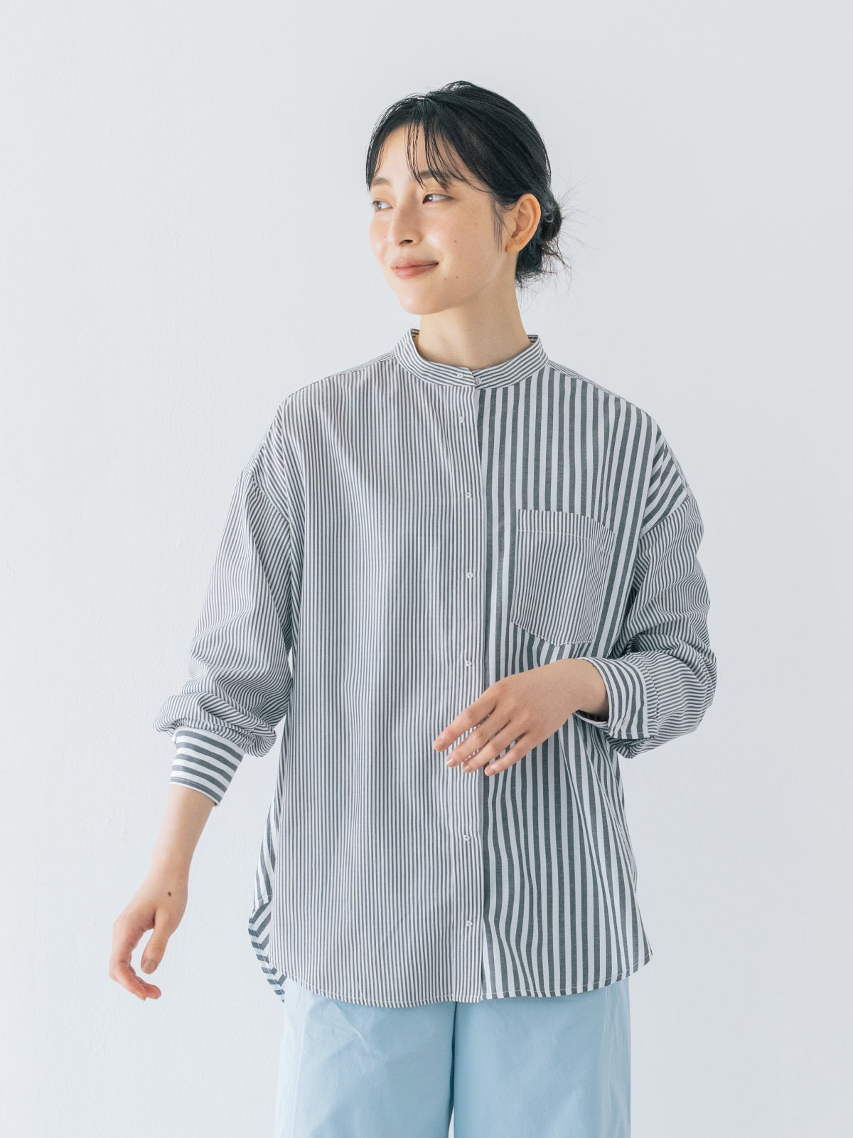 各色 ラスト1点】刺繍釦クレイジーストライプシャツ PONT DE CHALONS