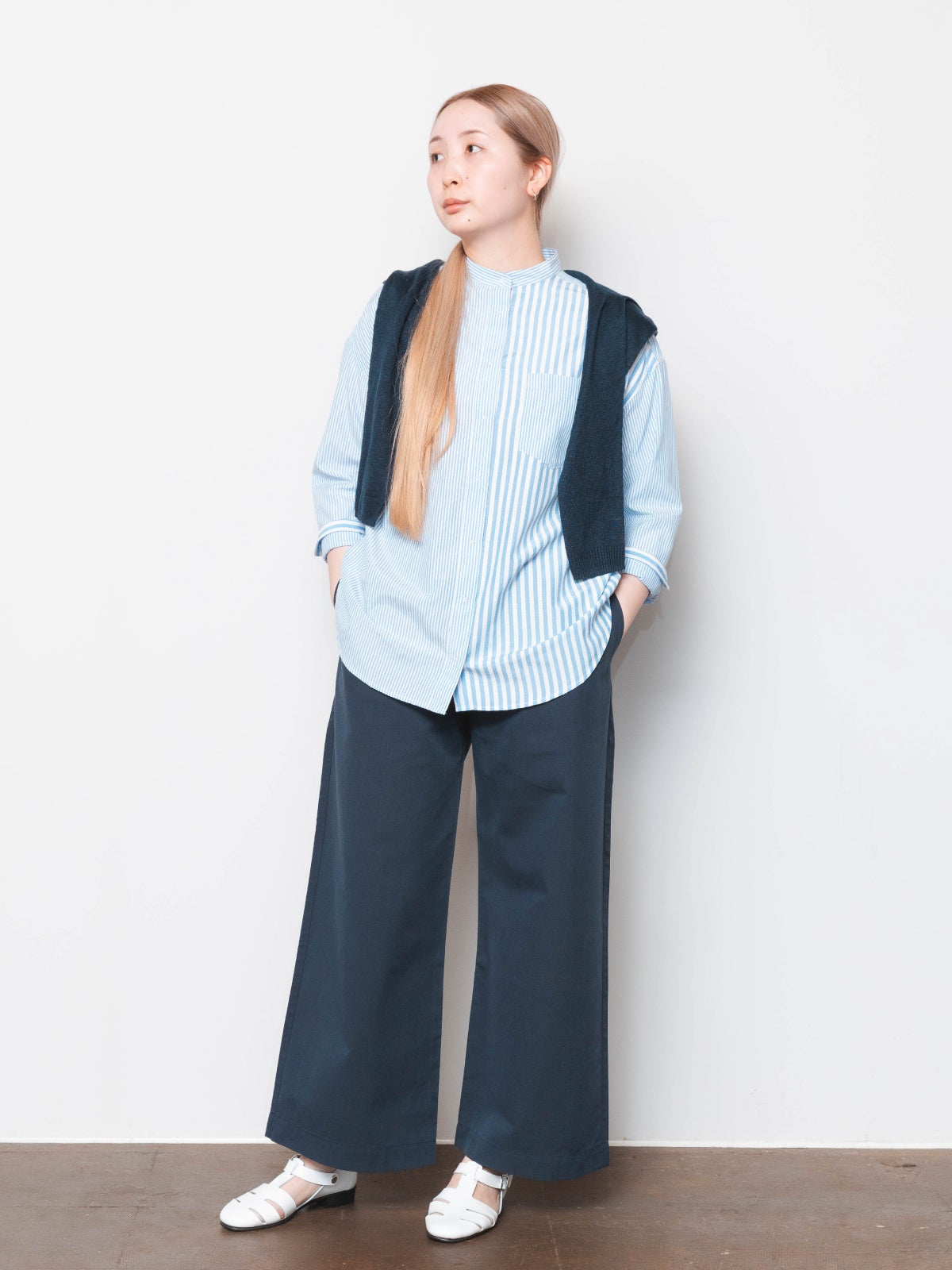 各色 ラスト1点】刺繍釦クレイジーストライプシャツ PONT DE CHALONS