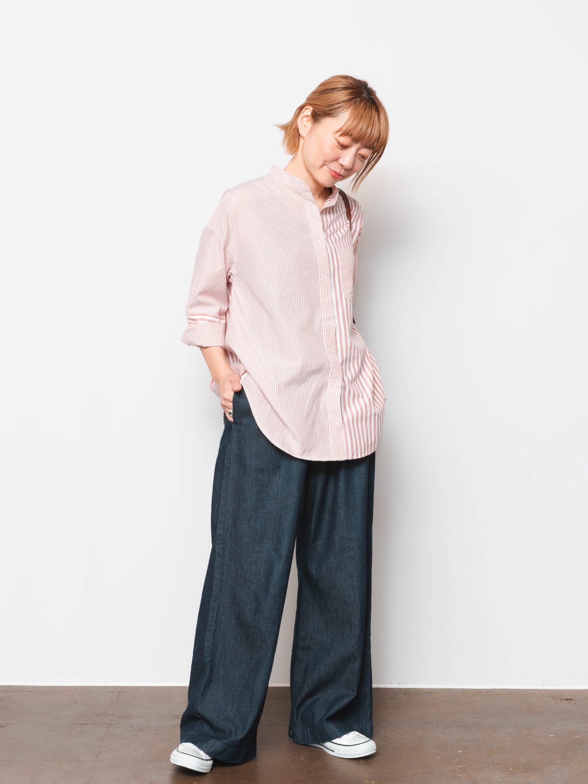 各色 ラスト1点】刺繍釦クレイジーストライプシャツ PONT DE CHALONS