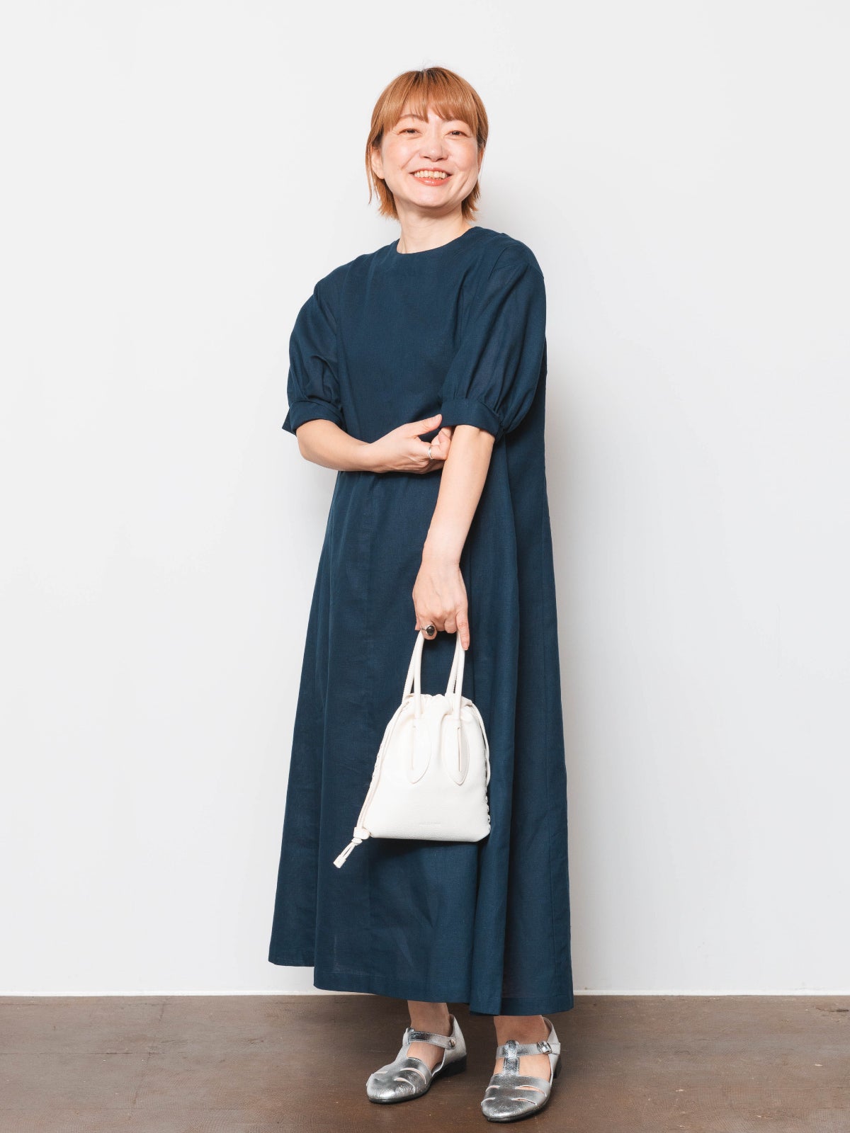 凛とやさしい】リネンパフスリーブワンピース(ペチコート付） PONT DE
