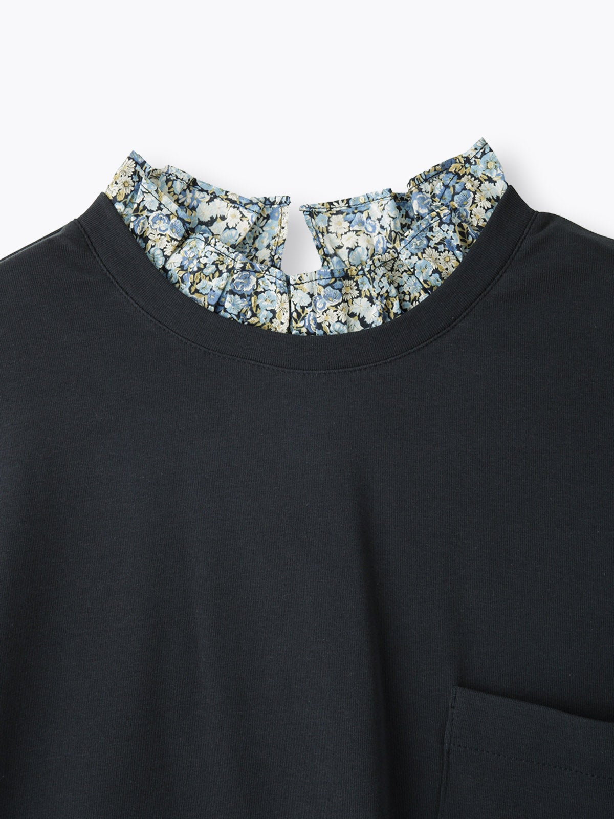 40Sフライス×LIBERTY フリル衿T 6分袖 sosotto ソソット | PONT DE
