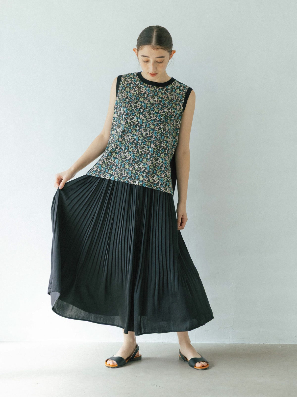 【 うさと 】 うさとの服 ノースリーブトップス 40Sフライス×LIBERTY前身頃ノースリーブ sosotto ソソット | PONT DE