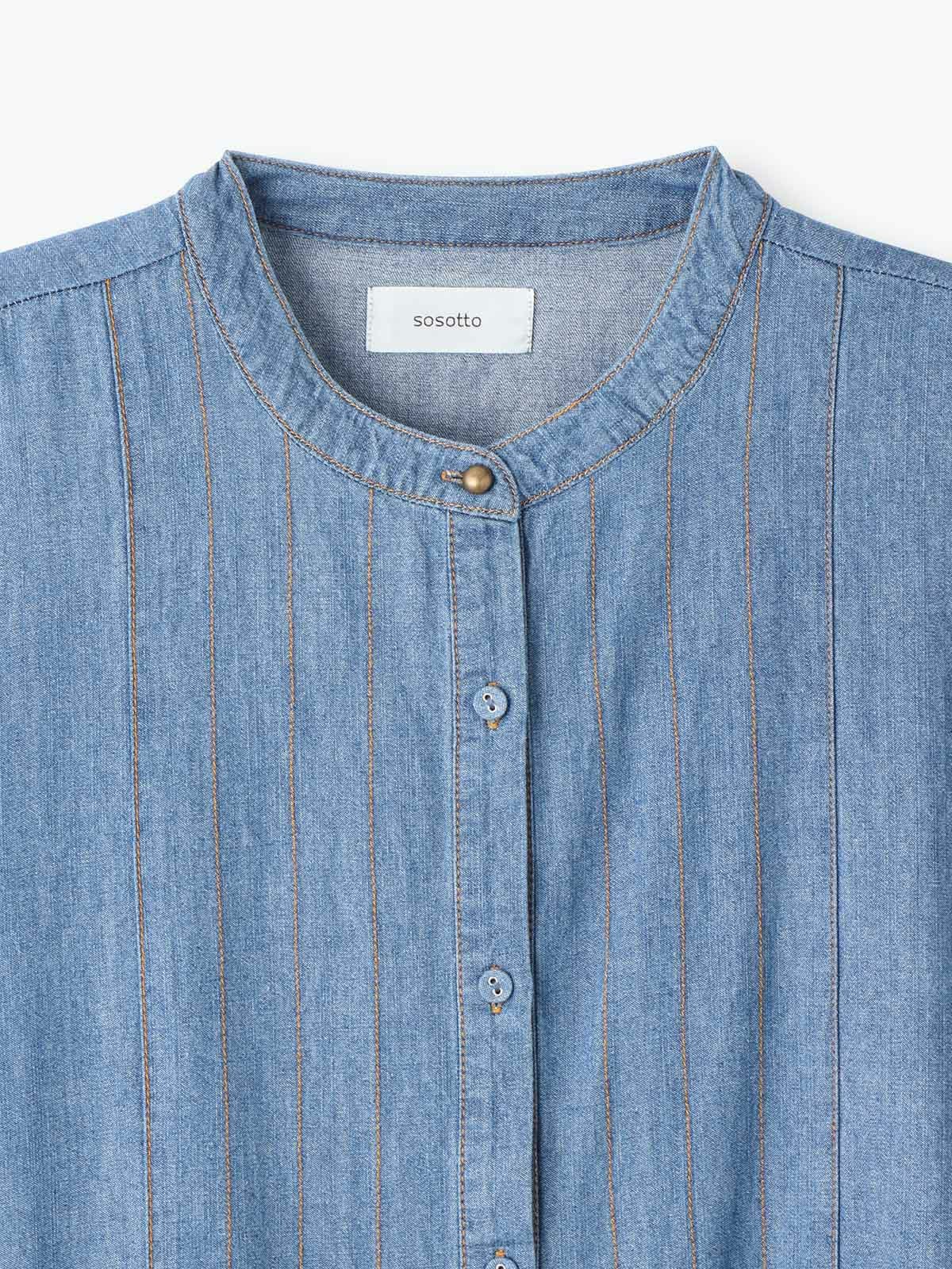 5.5ozデニムビブヨークギャザーワンピース sosotto ソソット | PONT DE
