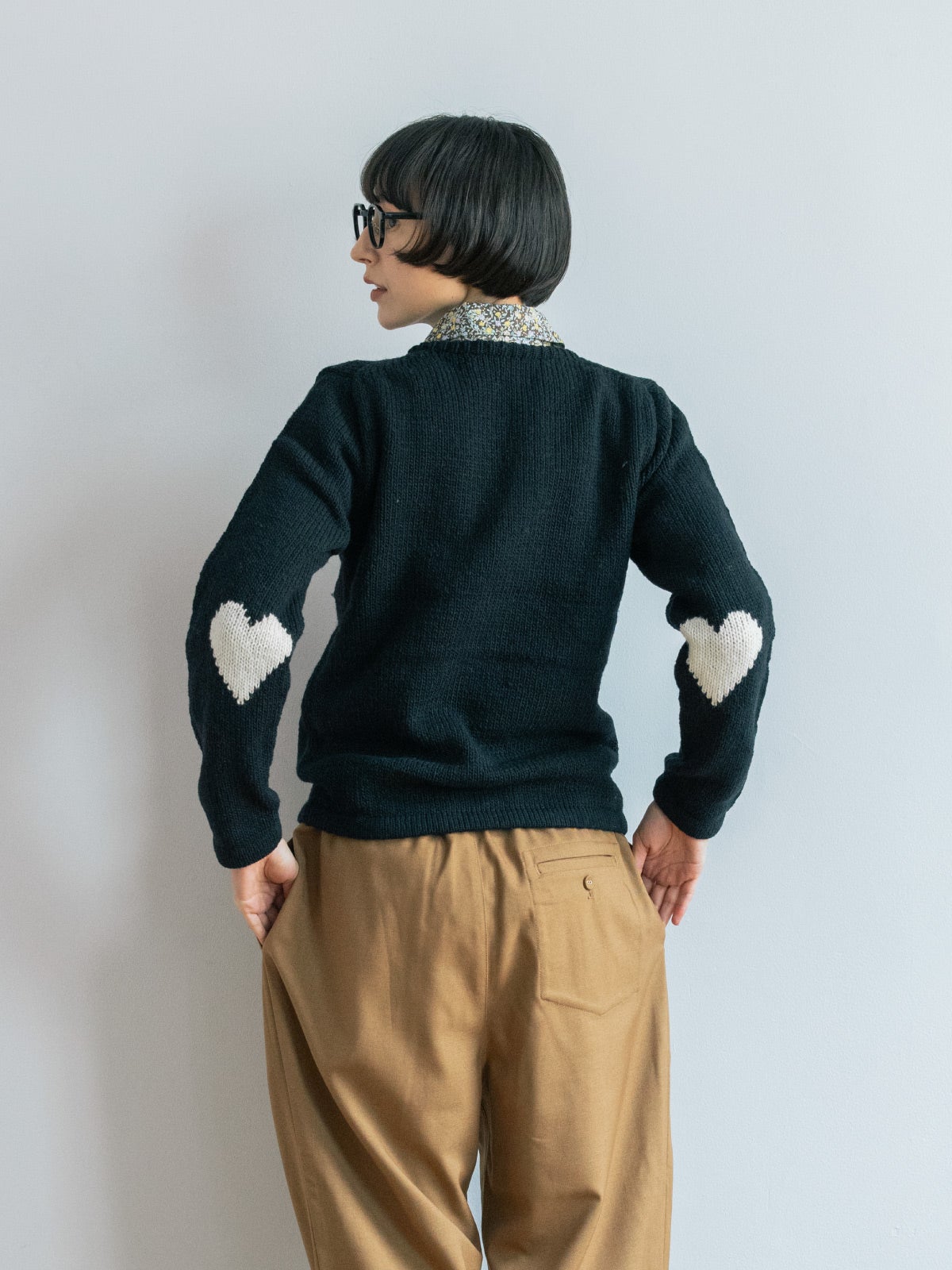 PERUVIAN KNIT HEART PATCH PULLOVER