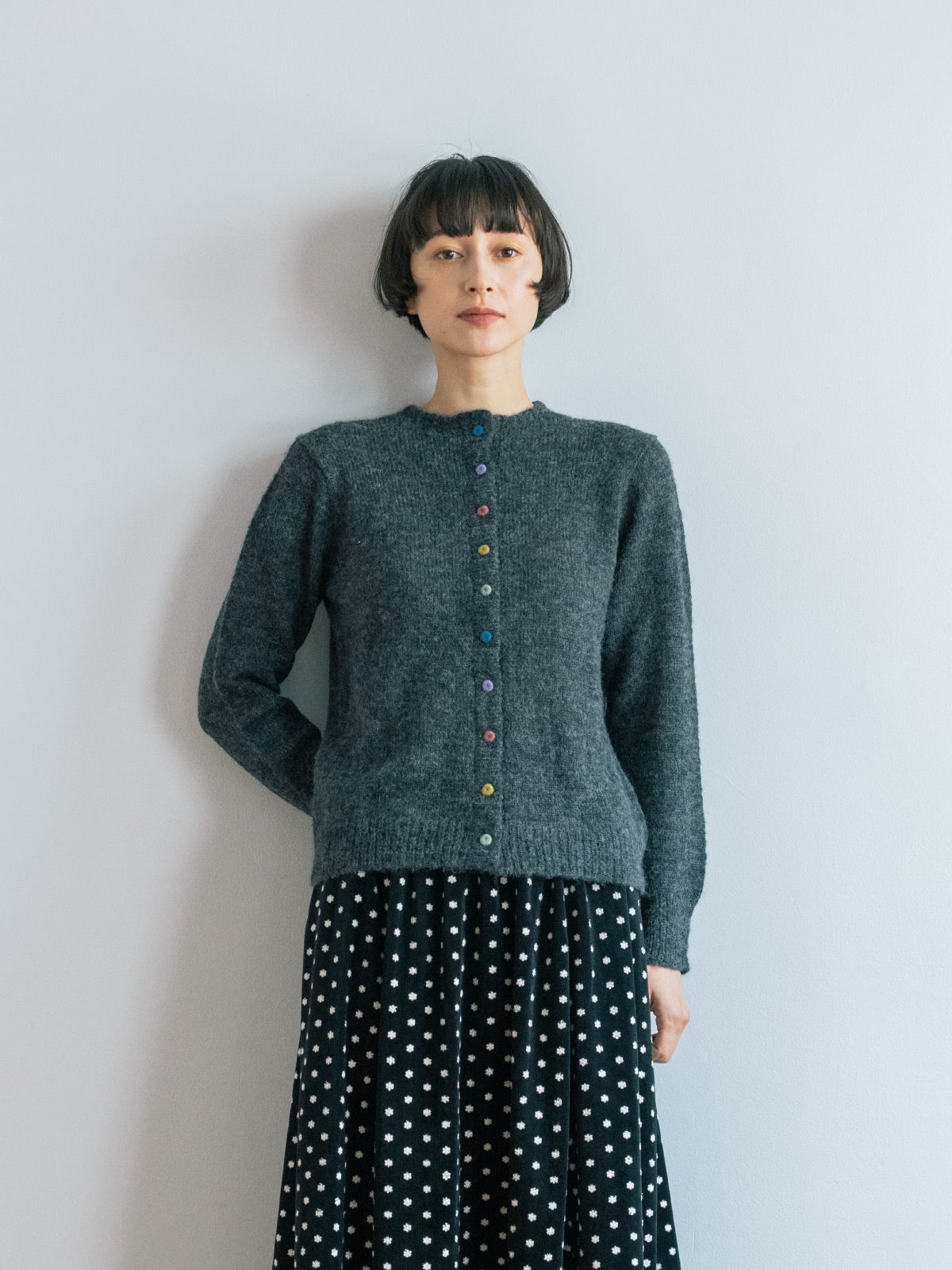 COLORFUL BUTTON PERUVIAN KNIT CARDIGAN