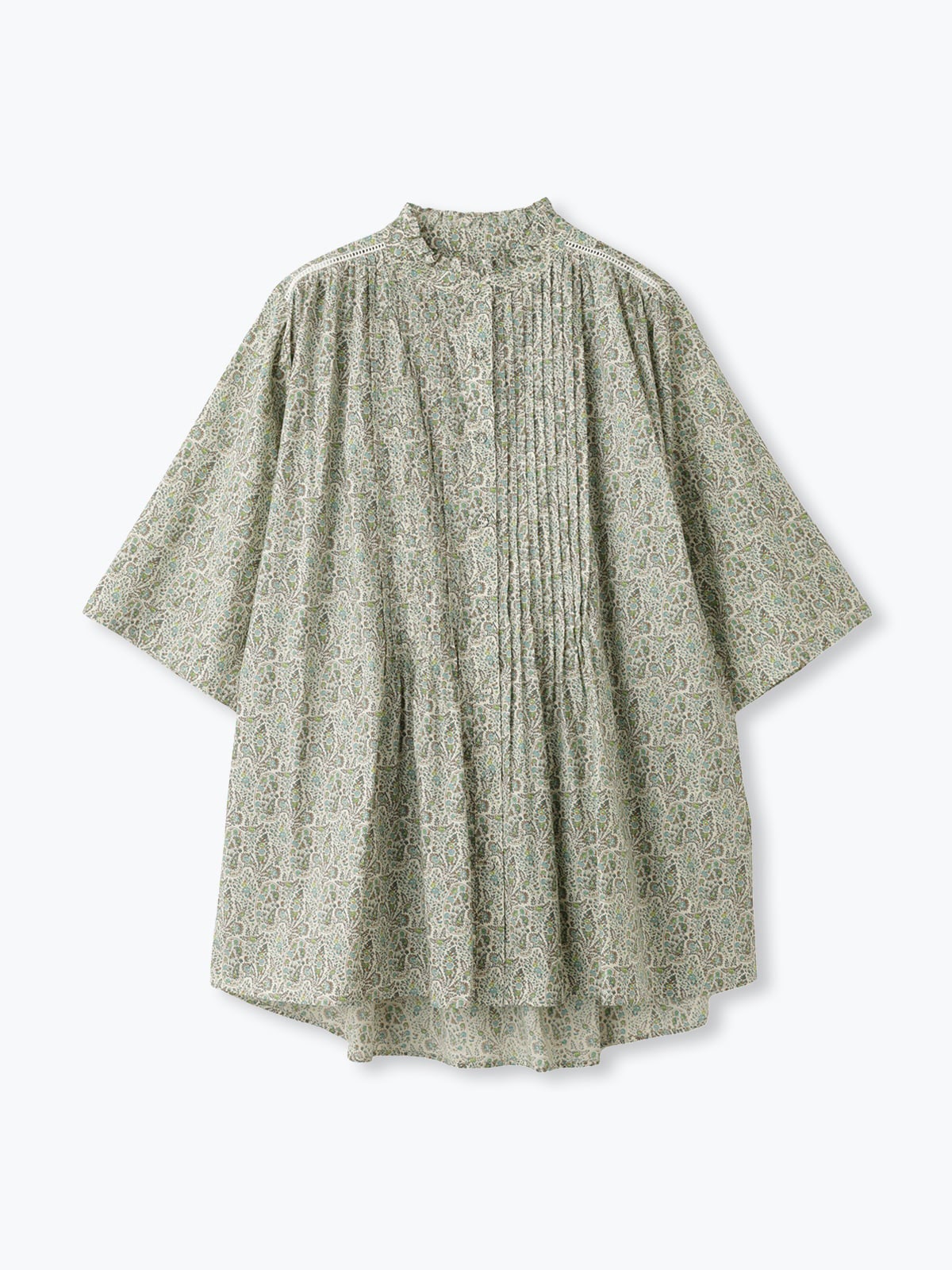✴︎ iknowcatamari フリルレースチュニック とじこみ 10周年企画LIBERTYフリルカラー梯子レースチュニックブラウス6分袖