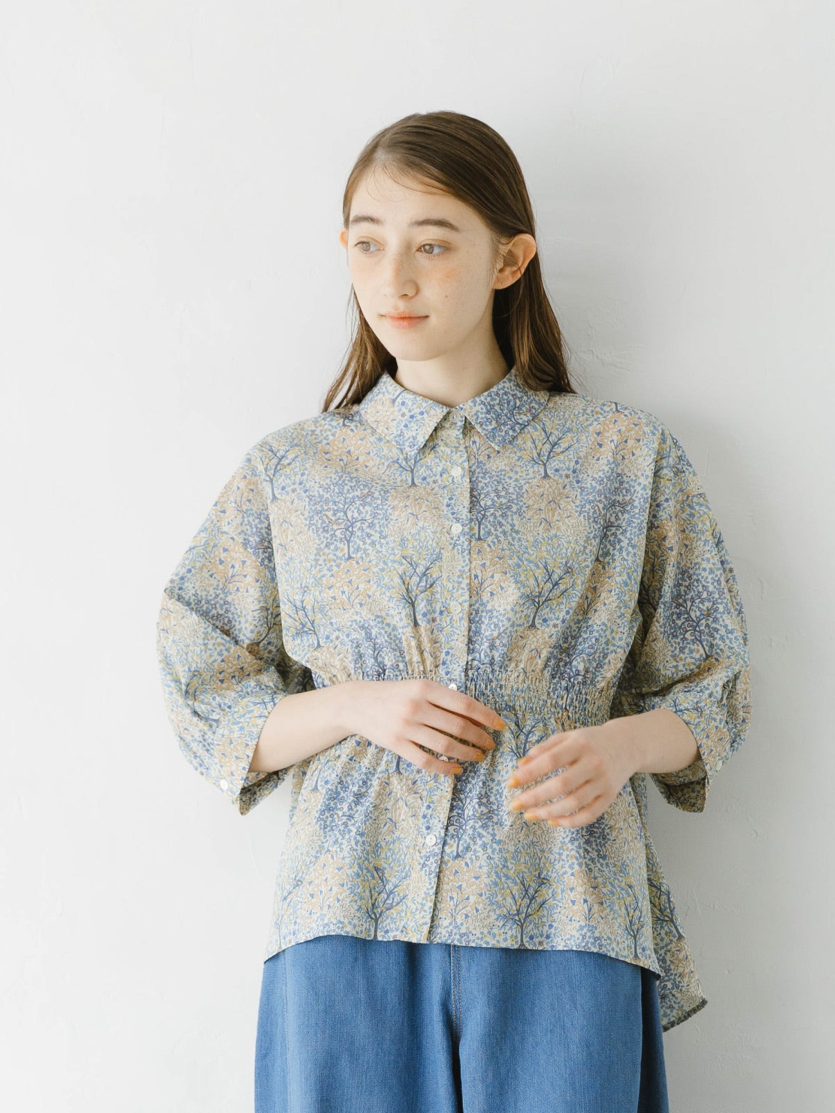 LIBERTYオーガニックコットンウエストシャーリングブラウス sosotto