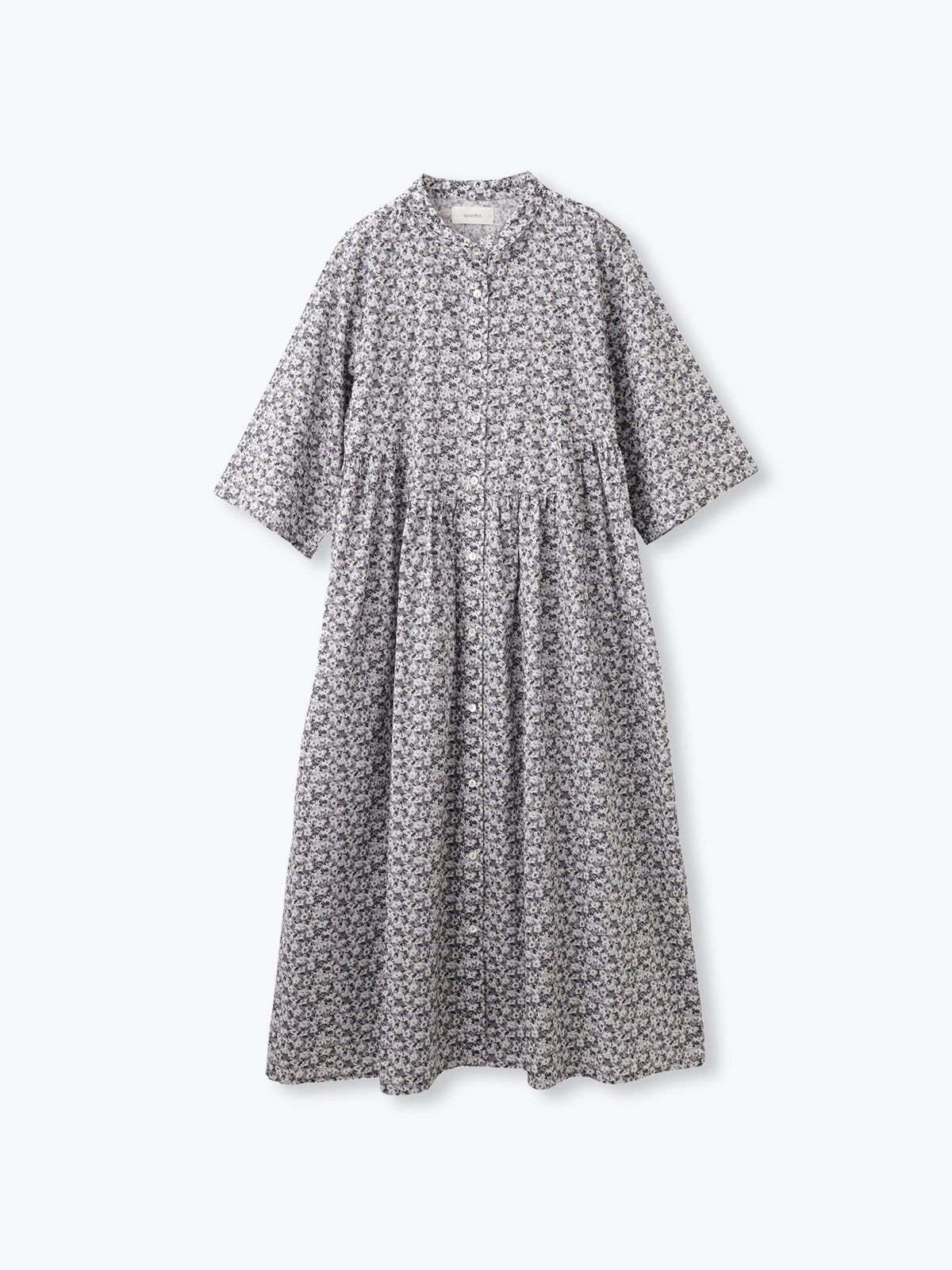 LIBERTYタナローンチビ衿ヨーク切替ギャザーワンピース sosotto