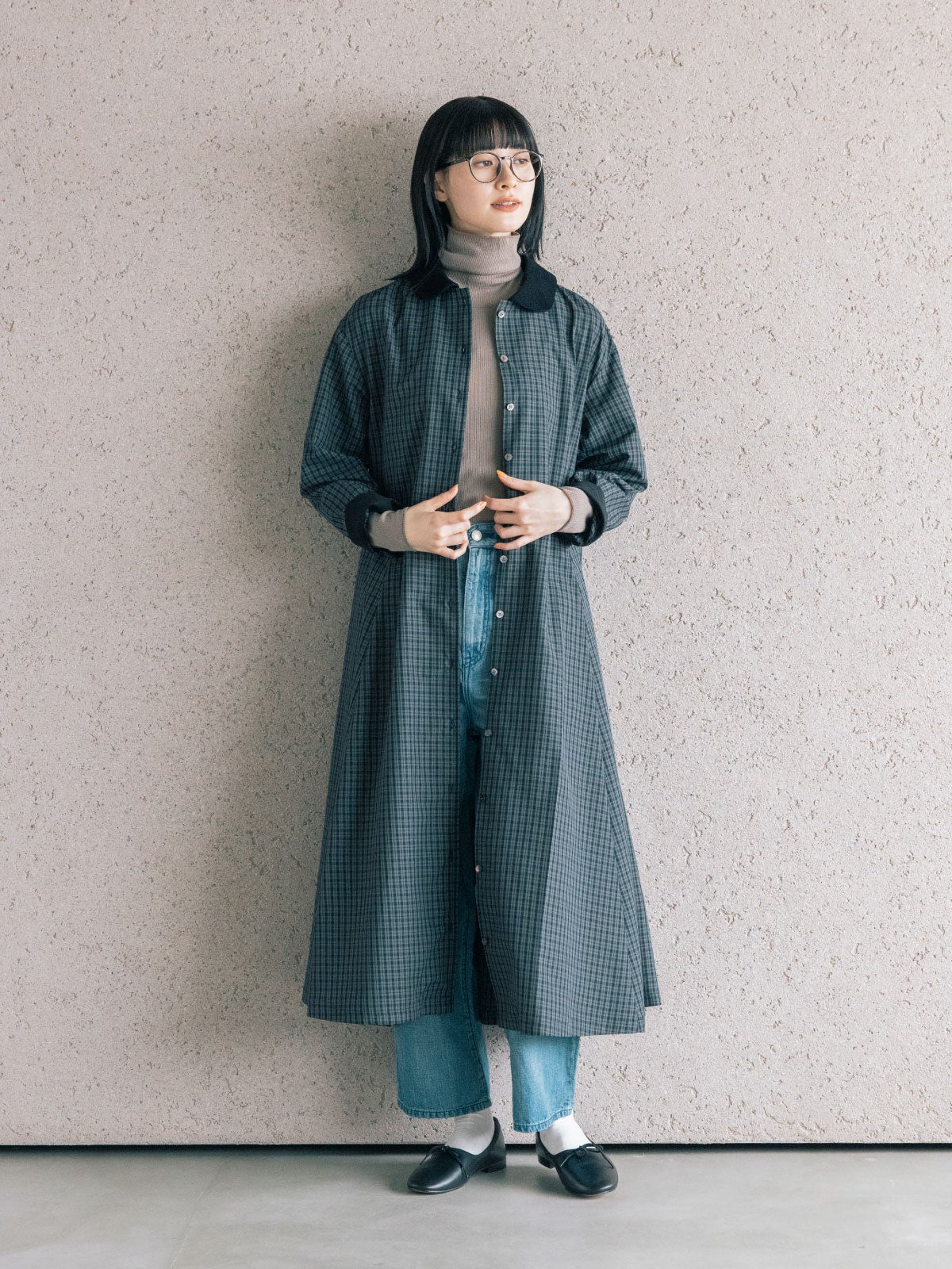 DETACHABLE COLLAR SHIRT DRESS PONT DE CHALONS ポンデシャロン